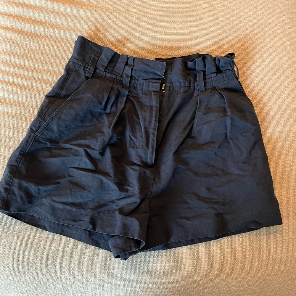Ulla Johnson Navy High-Waisted Shorts